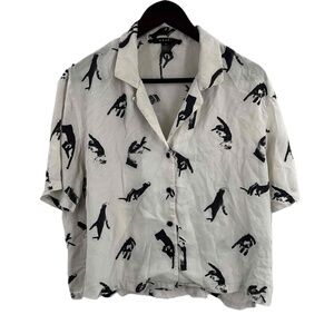Ksubi‎ Silk Print Durry Hands Button Up Shirt Lightweight Camp Collar Womens M